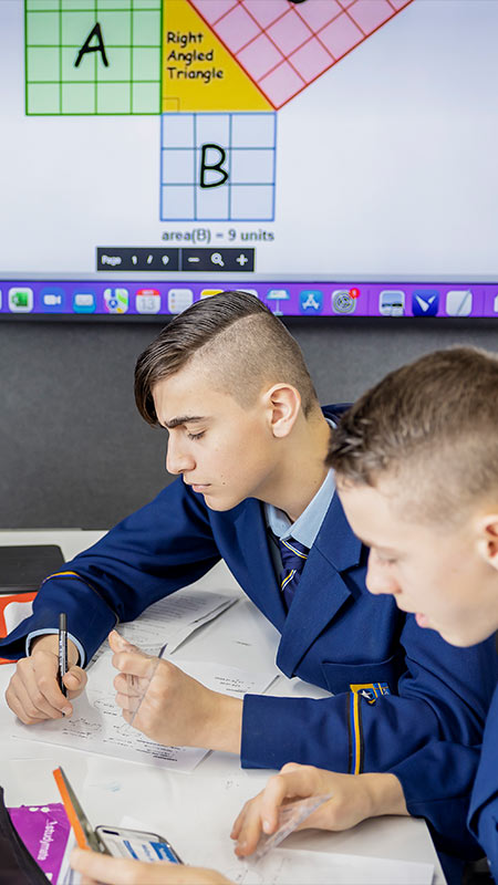 Gilroy Catholic College, Castle Hill students in maths class.
